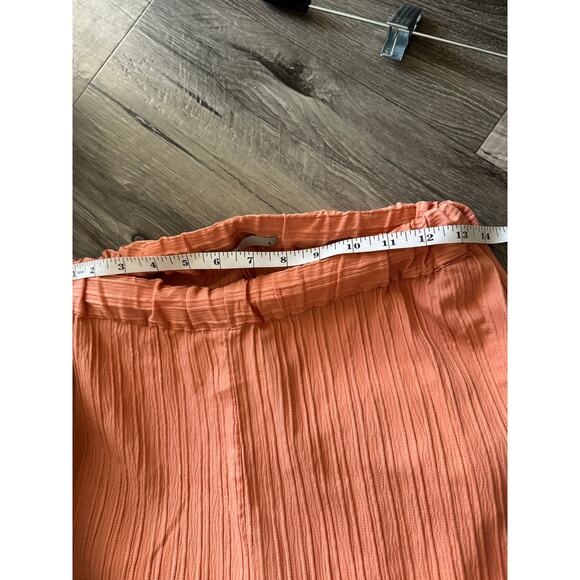Khaadi Crinkle Textured Pant Set Balloon Sleeve Top Women’s Small Orange - Picture 10 of 13